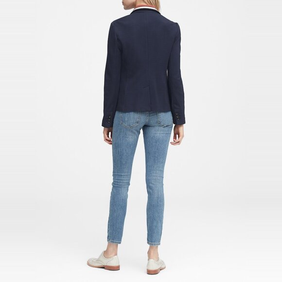 NWT Banana Republic Classic-Fit Ponte Contrast-Collar Blazer Size 4 - Picture 5 of 12